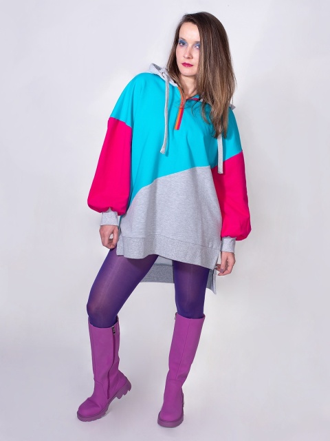 BLUZA KOLOROWA Z KAPTUREM D