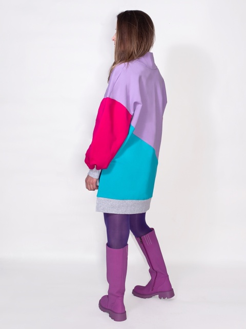 BLUZA KOLOROWA ZE STÓJKĄ I ŚCIĄGACZEM E