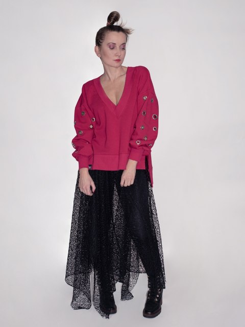 BLUZA Z OCZKAMI AMARANT