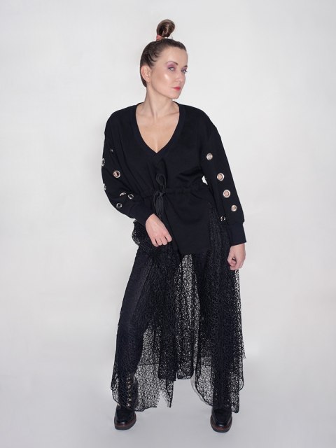 BLUZA Z TUNELEM CZARNA