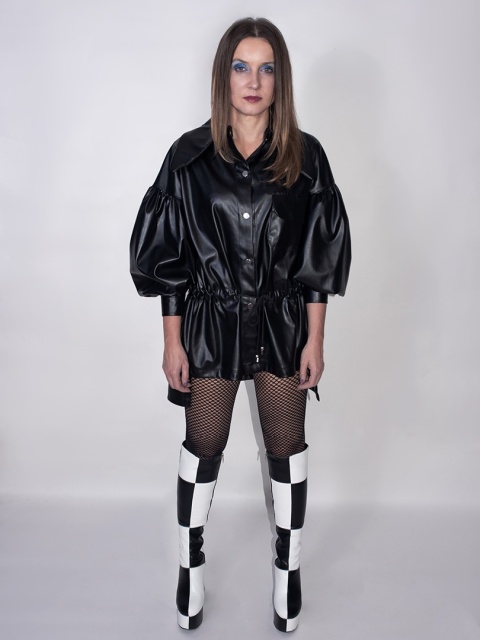 KOSZULA Z EKOSKÓRY CZARNA