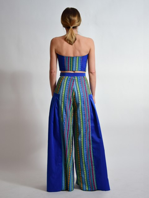 PLISOWANE SPODNIE Z KOLOROWYM TOPEM