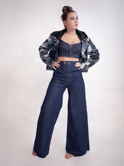 SPODNIE JEANSOWE Z SZEROKIMI NOGAWKAMI