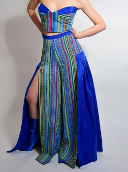 SPODNIE KOLOROWE Z PLISAMI BLUE