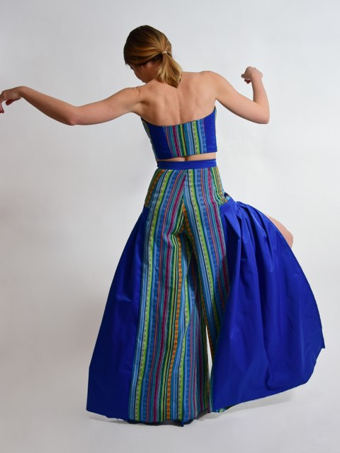 SPODNIE KOLOROWE Z PLISAMI BLUE