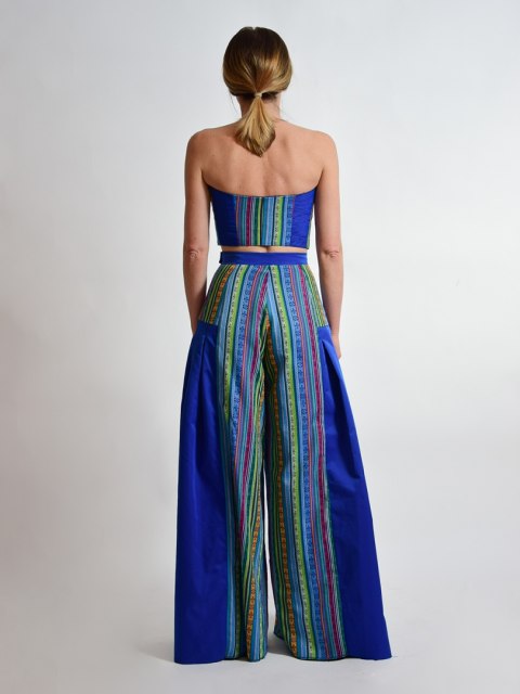 SPODNIE KOLOROWE Z PLISAMI BLUE