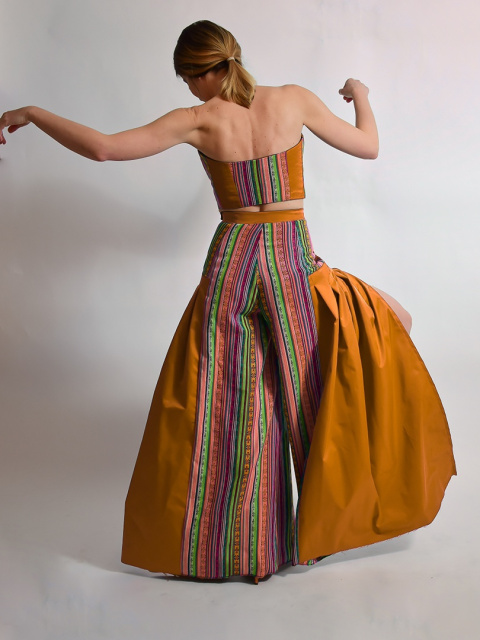 SPODNIE KOLOROWE Z PLISAMI ORANGE