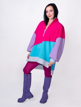 BLUZA KOLOROWA ZE STÓJKĄ I ŚCIĄGACZEM F