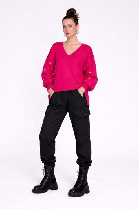BLUZA Z OCZKAMI AMARANT