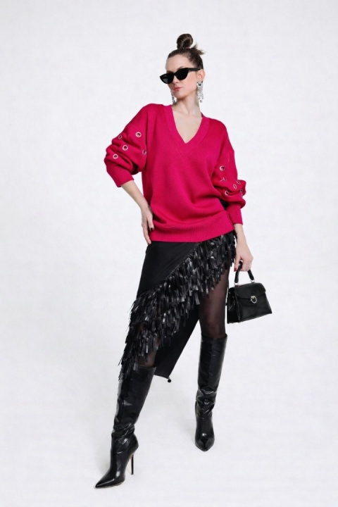 BLUZA Z OCZKAMI AMARANT