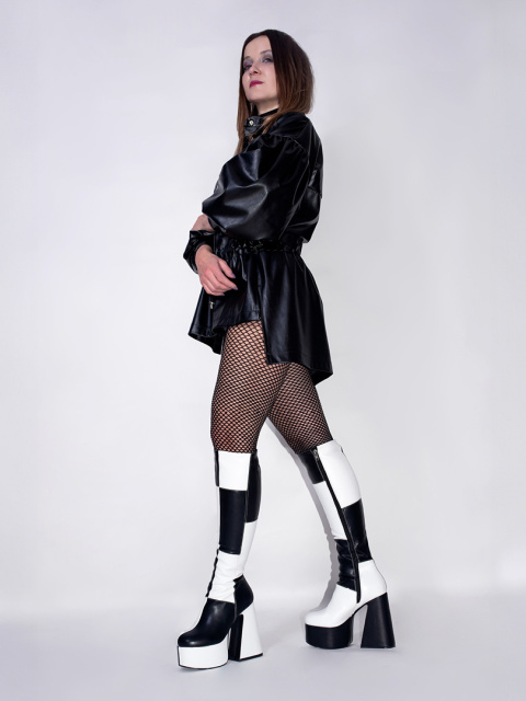 KOSZULA Z EKOSKÓRY CZARNA